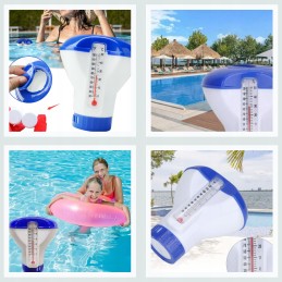 2in1 dozatorius su termometru plūduriuojantis plūduras baseino termometras chloras 20g