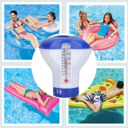 2in1 dozatorius su termometru plūduriuojantis plūduras baseino termometras chloras 20g