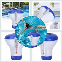 2in1 dozatorius su termometru plūduriuojantis plūduras baseino termometras chloras 20g