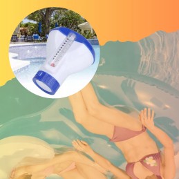 2in1 dozatorius su termometru plūduriuojantis plūduras baseino termometras chloras 20g