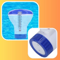 2in1 dozatorius su termometru plūduriuojantis plūduras baseino termometras chloras 20g