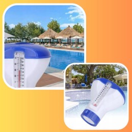 2in1 dozatorius su termometru plūduriuojantis plūduras baseino termometras chloras 20g