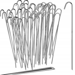 Cinkuoto metalo kaiščiai agrotekstilei, agrotekstilei, inkariniai kaiščiai, 15 cm, 100 vnt.