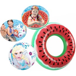 Pripučiamas plaukimo žiedas, arbūzo kamuoliukas, ledo žemė
