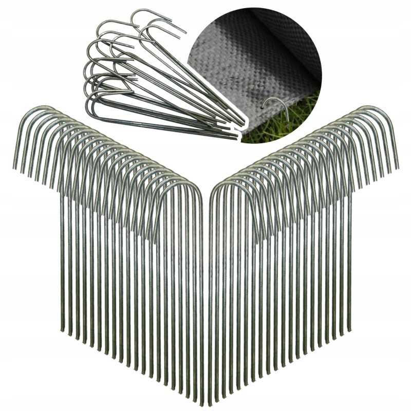 Smeigtukai, metalinis kaištis agrotekstilei ir tinklams tvirtinti, 25 cm, 100 vnt.