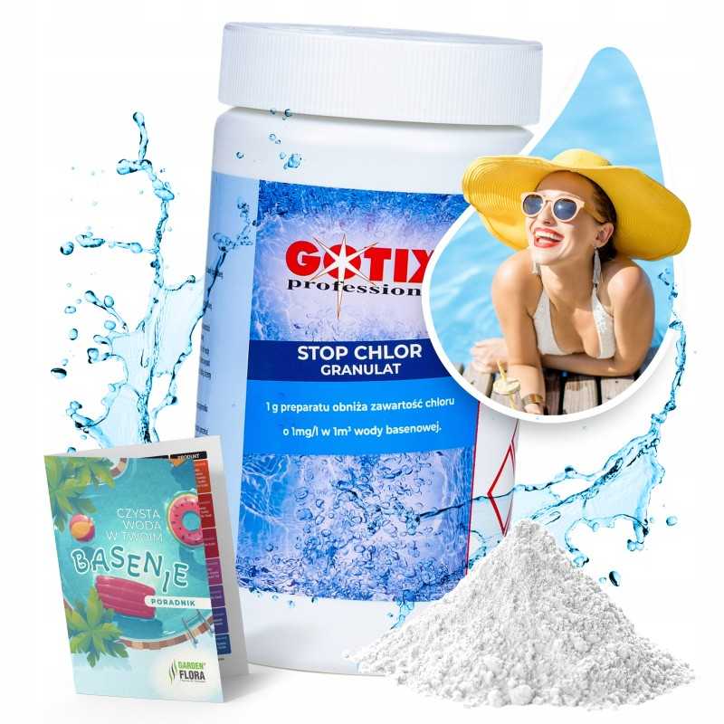 Sustabdyti chlorą baseinui antichloras sumažina chloro kiekį baseine 1kg gotix