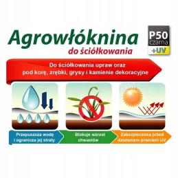 ⭐Planta agrotekstilės mulčiavimas p50 1,6x10m juodas 50g/m2 - nuo piktžolių