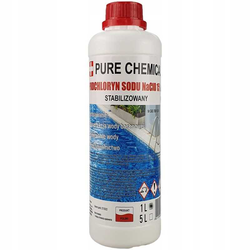 Skystas chloras baseinams 1l natrio hipochloritas 15
