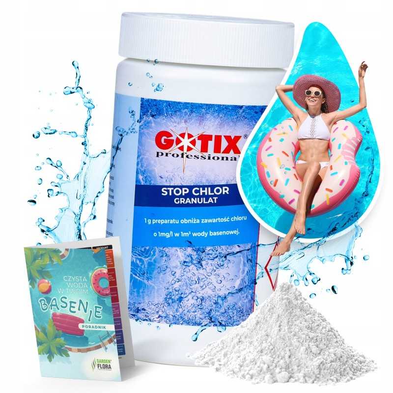 Antychloro granulės sustabdo chlorą baseine granuliuotas 1 kg redukuojančio chloro