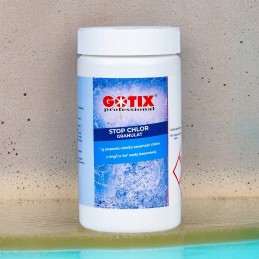Antychloro granulės sustabdo chlorą baseine granuliuotas 1 kg redukuojančio chloro