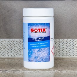 Antychloro granulės sustabdo chlorą baseine granuliuotas 1 kg redukuojančio chloro