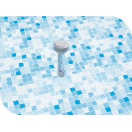 Vertikalus plaukiojantis baseino termometras baseinui, balta plūdė su virvele