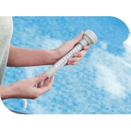 Vertikalus plaukiojantis baseino termometras baseinui, balta plūdė su virvele