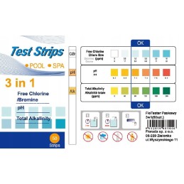 Chloro, pH, šarmingumo, baseino testo juostelės, 50 vnt