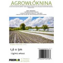 Agrotekstilė, balta danga, 1,6x5m, 17g/m2