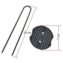 Agrotekstilės smeigtukai su trinkelėmis, 20 vnt smeigtukų 20 cm + 20 vnt trinkelių