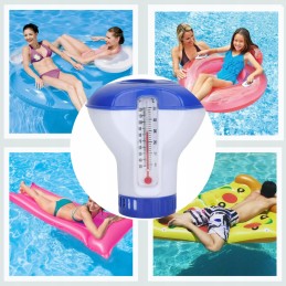 2 viename didelis dozatorius su termometro plūduru baseino sūkurinei voniai chloro 20g