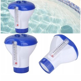 2in1 mažas dozatorius su termometru 20g plūdurinis plūduras baseino termometras