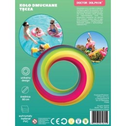 Vaivorykštinis pripučiamas plaukimo žiedas, 80 cm