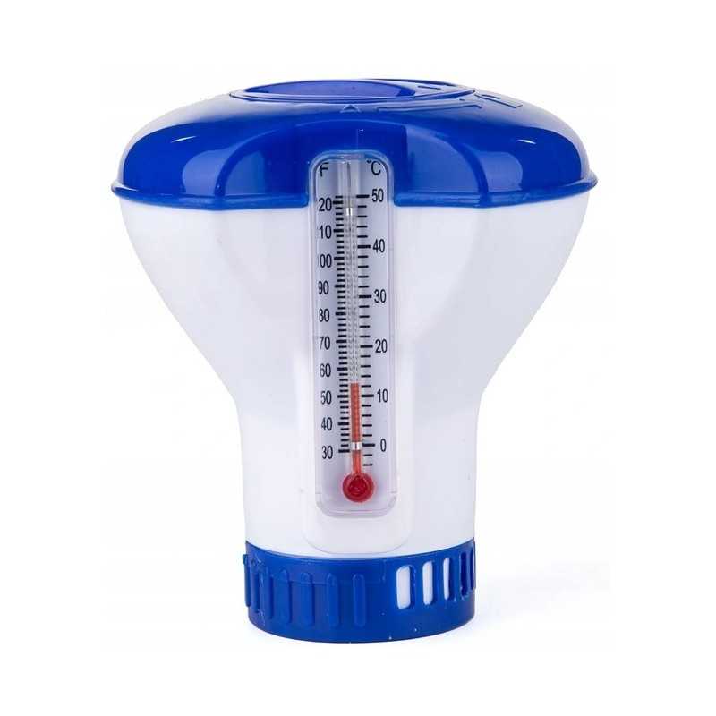 Dozatorius su termometru, plūdė, baseino chloras, 20 g tabletės