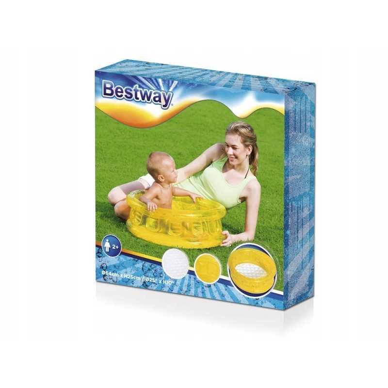 Plaukimo baseino vaikiškas baseinas vaikams, minkštu dugnu, bestway 51112 geltona
