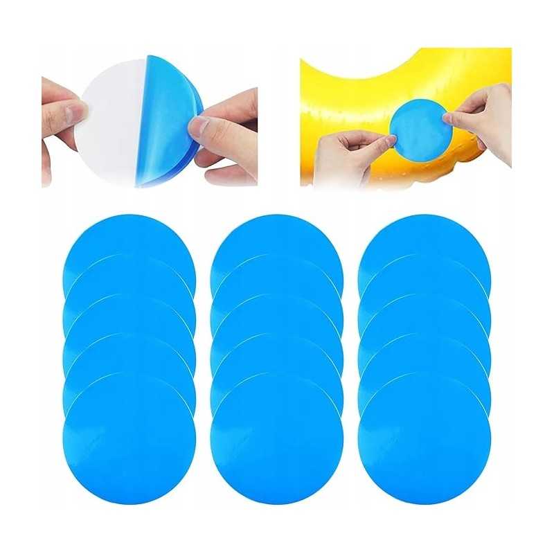 Lipnios PVC vandeniui atsparios tašelės baseino remontui, rinkinyje 15 vnt