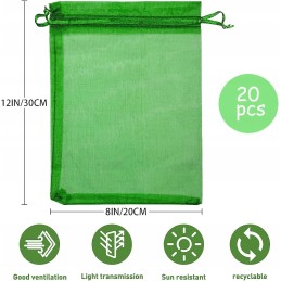 Apsauginiai maišeliai vaisiams ir vynuogėms, 20 vnt., apsaugantys nuo vabzdžių, daugkartinio naudojimo
