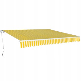 Folding awning, aluminum frame, yellow and white, 400x300 cm