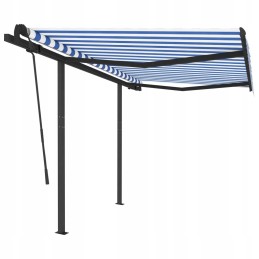 vidaXL Manual Retractable Awning with Poles 3x2 5 m Blue and White