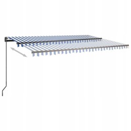 vidaXL Manual Retractable Awning with Poles 3x2 5 m Blue and White