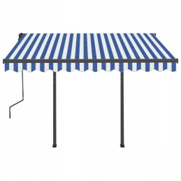 vidaXL Manual Retractable Awning with Poles 3x2 5 m Blue and White