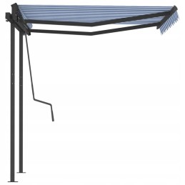 vidaXL Manual Retractable Awning with Poles 3x2 5 m Blue and White