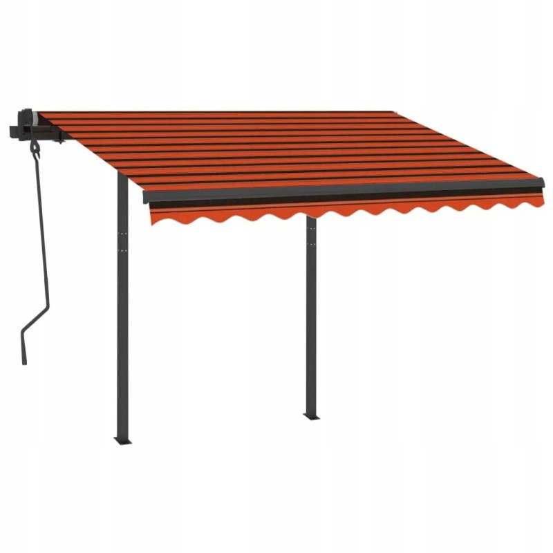 vidaXL Manual Retractable Awning with Poles 3x2 5 m Orange Brown