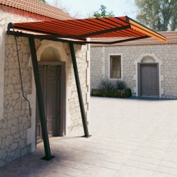 vidaXL Manual Retractable Awning with Poles 3x2 5 m Orange Brown