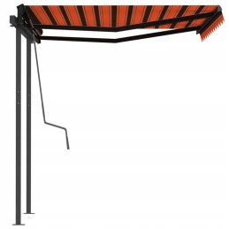 vidaXL Manual Retractable Awning with Poles 3x2 5 m Orange Brown