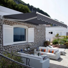 Balcony Terrace Awning Basic 2000 foldable 250x150 DARK GREY-WHITE