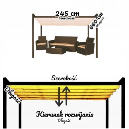 Romiešu žalūzijas, izvelkama markīze, 245 cm x 660 cm