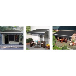 Patio markīze tumši pelēks poliestera audums ar savienojumu 3,6 x 3 m