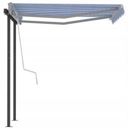 Ar roku velmēta nojume ar stabiem, 3x2,5 m, zila un balta