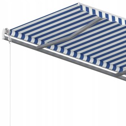 Rankomis susukamas tentas su stulpais, 3x2,5 m, mėlynos ir baltos spalvos