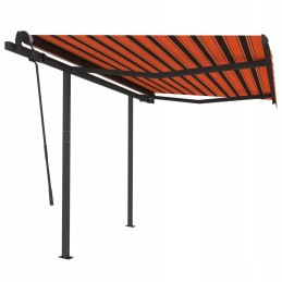 Manually retractable awning with posts, 3x2.5m, orange/brown