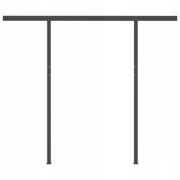 Manually retractable awning with posts, 3x2.5m, orange/brown