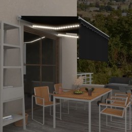 vidaXL käsitsi sissetõmmatav varikatus kardina ja LED-iga 3 5x2 5 m antratsiit