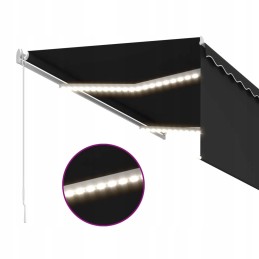 vidaXL käsitsi sissetõmmatav varikatus kardina ja LED-iga 3 5x2 5 m antratsiit