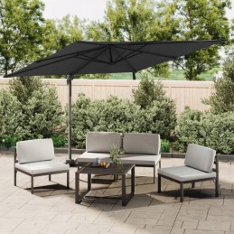Hanging umbrella with LED, black, 400x300 cm