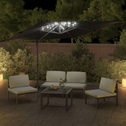 Rippuv vihmavari LED-iga, must, 400x300 cm