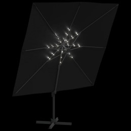 Piekarināms lietussargs ar LED, melns, 400x300 cm