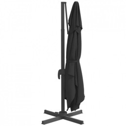 Hanging umbrella with LED, black, 400x300 cm