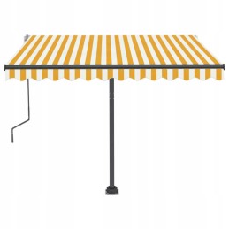 vidaXL brīvi stāvoša manuāla izvelkama nojume 300x250 cm dzeltenbalta