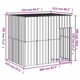 Roofed dog house, light gray, galvanized steel, 214x153x181 cm